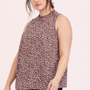 Torrid Women's Georgette Mock Neck Sleeveless Leopard Tank  Size 2X